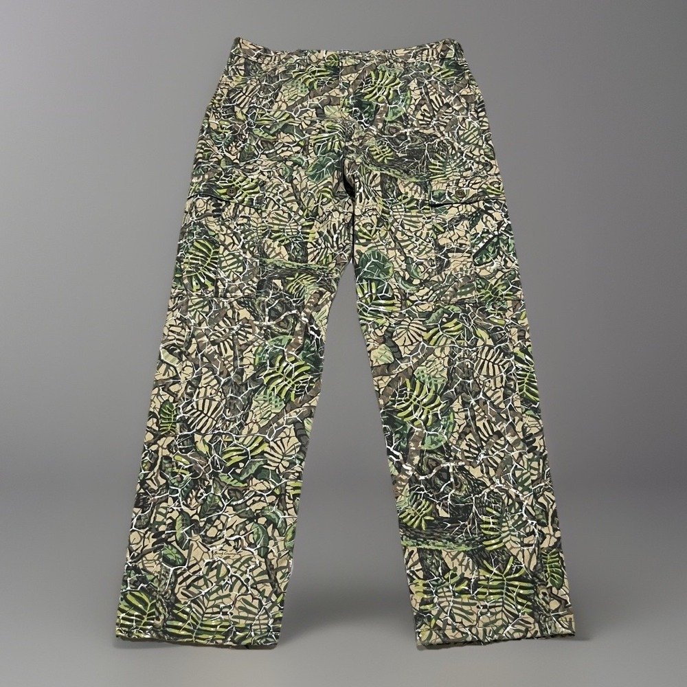 Vintage 90's Brush Country Mens Green Southern Camo Straight Leg Cargo Pants L